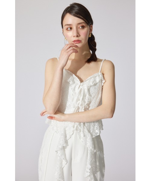 rienda（リエンダ）の「シンメトリーレースキャミトップス 夏服（キャミソール・レディース・ホワイト/ブラック/レッド・SMALL/MEDIUM）」の9枚目の写真