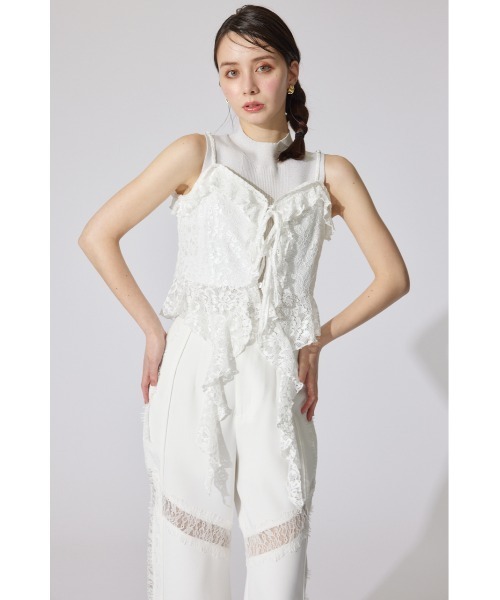 rienda（リエンダ）の「シンメトリーレースキャミトップス 夏服（キャミソール・レディース・ホワイト/ブラック/レッド・SMALL/MEDIUM）」の10枚目の写真