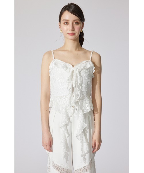 rienda（リエンダ）の「シンメトリーレースキャミトップス 夏服（キャミソール・レディース・ホワイト/ブラック/レッド・SMALL/MEDIUM）」の11枚目の写真