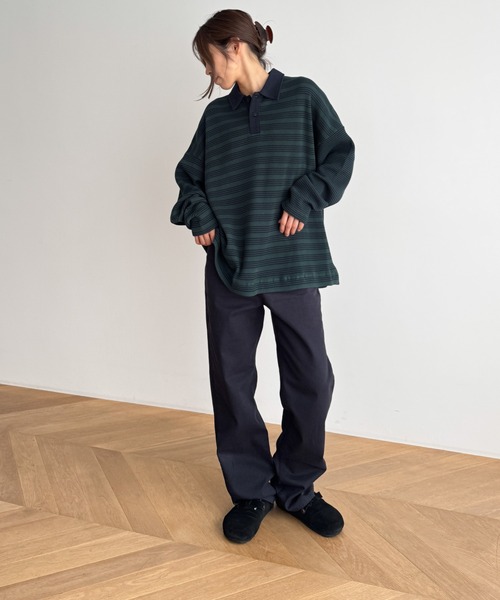 CANAL JEAN（キャナルジーン）の「Miller　ワッフルポロプルオーバー（ポロシャツ・レディース・グリーン系その他/ベージュ系その他・ONE SIZE）」の9枚目の写真