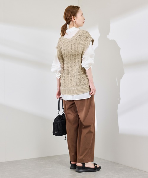 ROPE' PICNIC（ロペピクニック）の「配色ステッチ透かし編みニットベスト（ベスト・レディース・オフホワイト/ベージュ/サックスブルー・38）」の15枚目の写真
