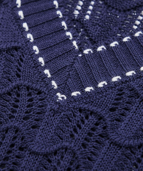 セール】配色ステッチ透かし編みニットベスト（ベスト）｜ROPE' PICNIC