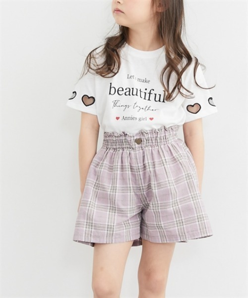 上品コーデはコレで安心！ 綿100％ハートボタンイージーキュロット（女の子）（その他 パンツ