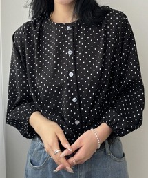 OHGA◆ピンドットブラウス/長袖ブラウス/FREE/コットン/WHT/ドット/ohga-1062-2 OHGA Blouse Pin Dot Long Sleeve FREE Cotton WHT Ohga-1062-2