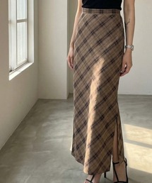 バイアスチェックストレートスカート