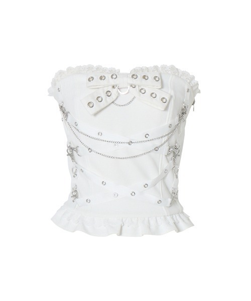 トップス Cross chain & ribbon corset Cross chain & ribbon corset（チューブトップ）｜AVENCHUMU