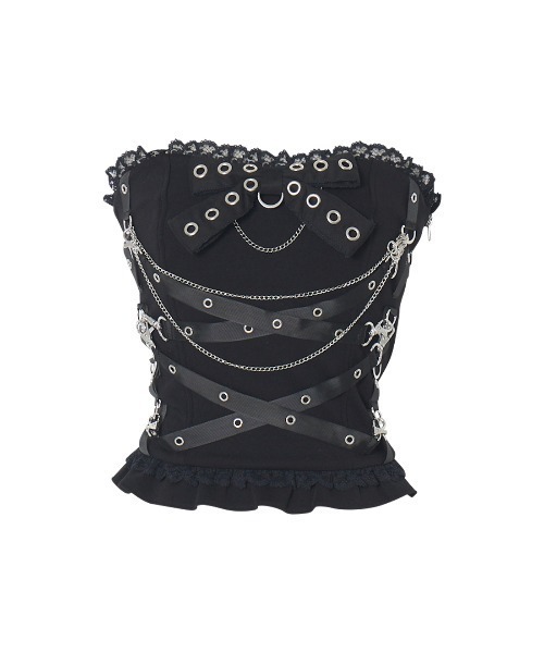 トップス Cross chain & ribbon corset Cross chain & ribbon corset（チューブトップ）｜AVENCHUMU