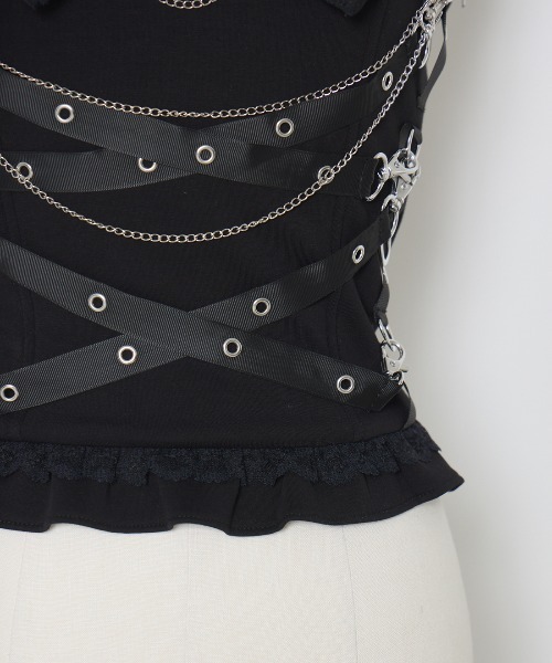 Cross chain & ribbon corset（チューブトップ）｜AVENCHUMU
