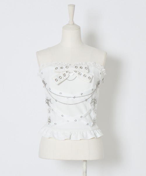 Cross chain & ribbon corset（チューブトップ）｜AVENCHUMU
