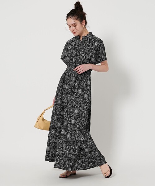 BEAUTY&YOUTH dahl'iaフラワープリントワンピース WEB限定/日比谷花壇コラボアイテム】フラワープリント スタンド