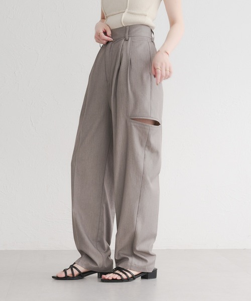 raffime(ラフィミー)の「【Raffime】カットアウトロングパンツ(その他パンツ・レディース・ライトブラウン/グレー・SMALL/MEDIUM)」の2枚目の写真
