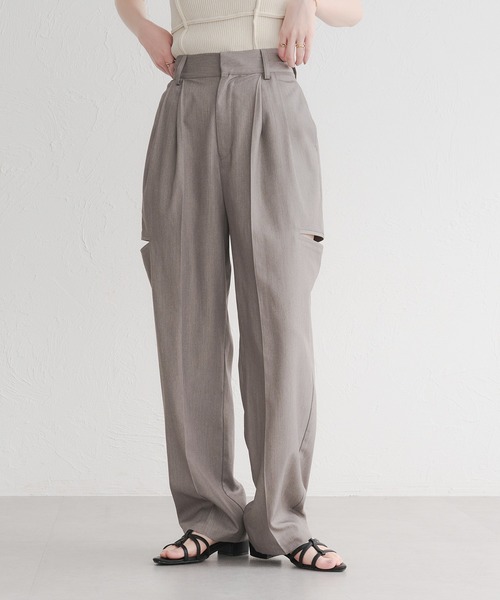 カットアウトデニムパンツ　ラフィミー セットアップ可】カットアウトスラックス（その他パンツ