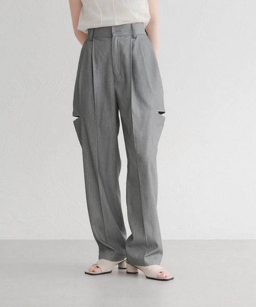 【値下げ可】raffime カットアウトデニムパンツ セットアップ可】カットアウトスラックス（その他パンツ