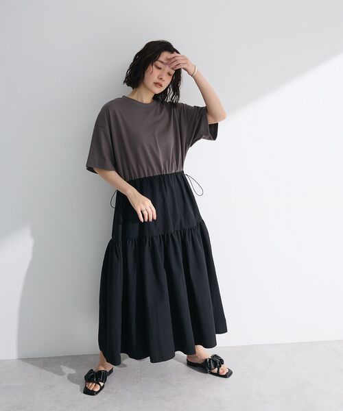 ELENCARE DUE(エレンカーレデュエ)の「・ELENCARE DUE ドッキングTEEワンピース(ワンピース・レディース・オフホワイト/カーキ/ブラック・FREE)」の14枚目の写真