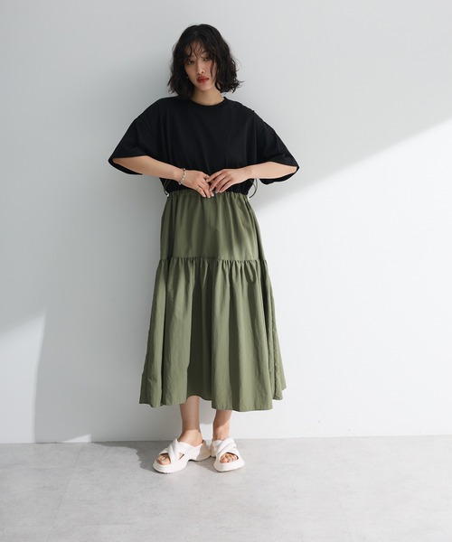 ELENCARE DUE(エレンカーレデュエ)の「・ELENCARE DUE ドッキングTEEワンピース(ワンピース・レディース・オフホワイト/カーキ/ブラック・FREE)」の1枚目の写真