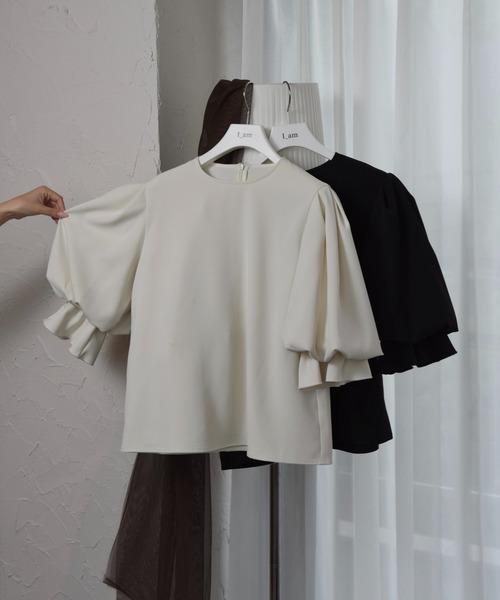 I_am(アイアム)の「candy sleeve blouse / キャンディスリーブブラウス(シャツ/ブラウス・レディース・アイボリー/ブラック・FREE)」の3枚目の写真