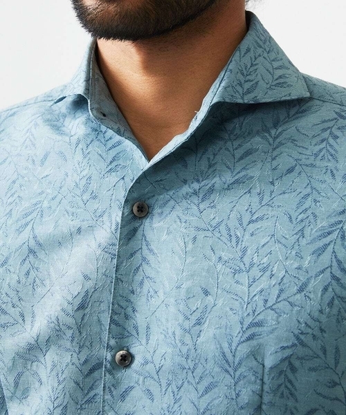 MICHEL KLEIN HOMME (ミッシェルクランオム)の「《日本製》ボタニカル柄七分袖シャツ(シャツ/ブラウス・メンズ・ライトグレー/ブルー/グリーン・MEDIUM/LARGE/X-LARGE)」の10枚目の写真