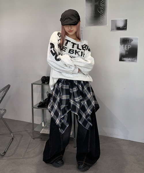 セール】【インパン付き】チェック柄 ラップ巻き風ミニスカート