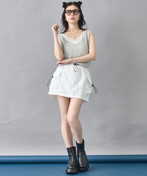 ANAP（アナップ）の「ナイロン カーゴ ミニ スカート（スカート・レディース・ブラック/ホワイト/グレー・FREE）」の14枚目の写真