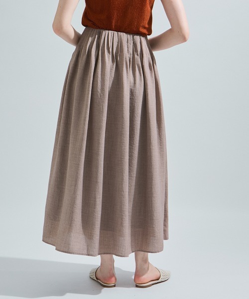 ketty（ケティ）の「リネンライクタックフレアスカート≪洗濯機で洗える≫（スカート・レディース・ベージュ/オレンジ/ブラック・M）」の6枚目の写真
