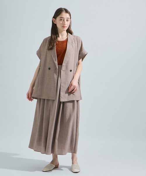 ketty（ケティ）の「リネンライクタックフレアスカート≪洗濯機で洗える≫（スカート・レディース・ベージュ/オレンジ/ブラック・M）」の8枚目の写真