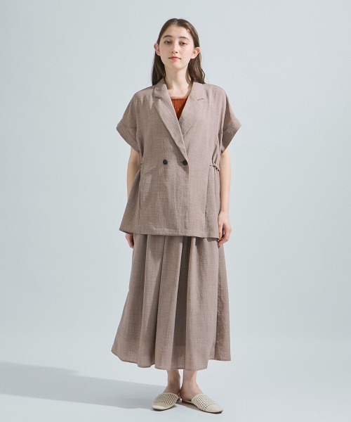 ketty（ケティ）の「リネンライクタックフレアスカート≪洗濯機で洗える≫（スカート・レディース・ベージュ/オレンジ/ブラック・M）」の9枚目の写真