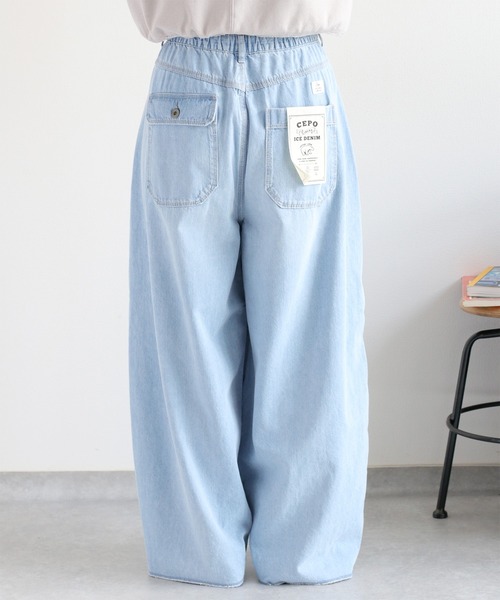 cepo（セポ）の「暑い夏を乗り切る、快適デニム〈接触冷感 / UVカット〉ICE リネンバレルデニムパンツ（デニムパンツ・レディース・ブルー系3/ブルー系2・S/M）」の12枚目の写真
