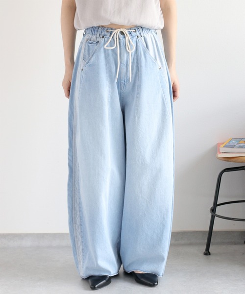 cepo（セポ）の「暑い夏を乗り切る、快適デニム〈接触冷感 / UVカット〉ICE リネンバレルデニムパンツ（デニムパンツ・レディース・ブルー系3/ブルー系2・S/M）」の11枚目の写真