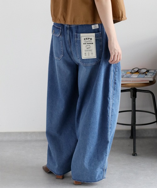 cepo（セポ）の「暑い夏を乗り切る、快適デニム〈接触冷感 / UVカット〉ICE リネンバレルデニムパンツ（デニムパンツ・レディース・ブルー系3/ブルー系2・S/M）」の6枚目の写真