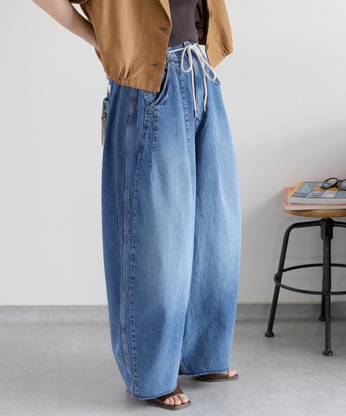 cepo（セポ）の「暑い夏を乗り切る、快適デニム〈接触冷感 / UVカット〉ICE リネンバレルデニムパンツ（デニムパンツ・レディース・ブルー系3/ブルー系2・S/M）」の7枚目の写真