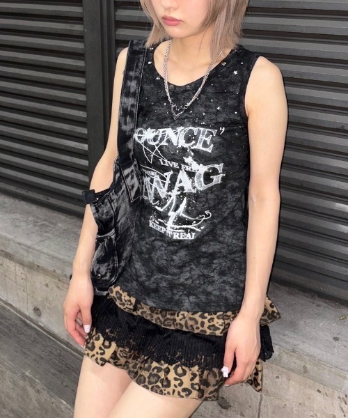 XU】tie-dye paint studs sleeveless（タンクトップ）｜XU