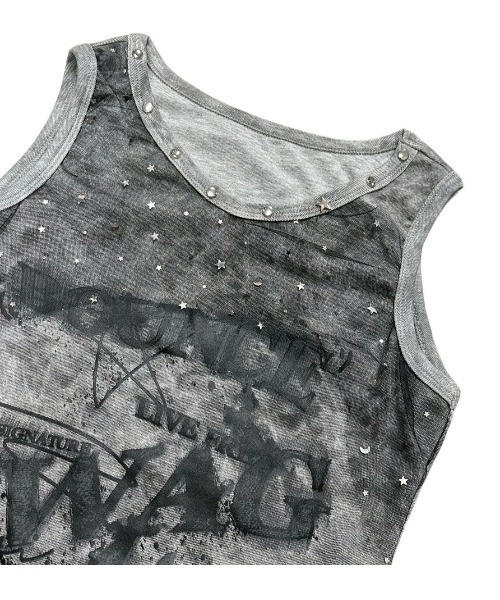 XU】tie-dye paint studs sleeveless（タンクトップ）｜XU