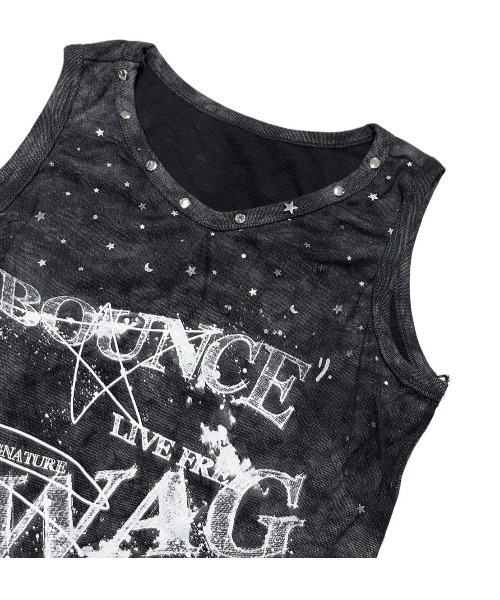 XU】tie-dye paint studs sleeveless（タンクトップ）｜XU