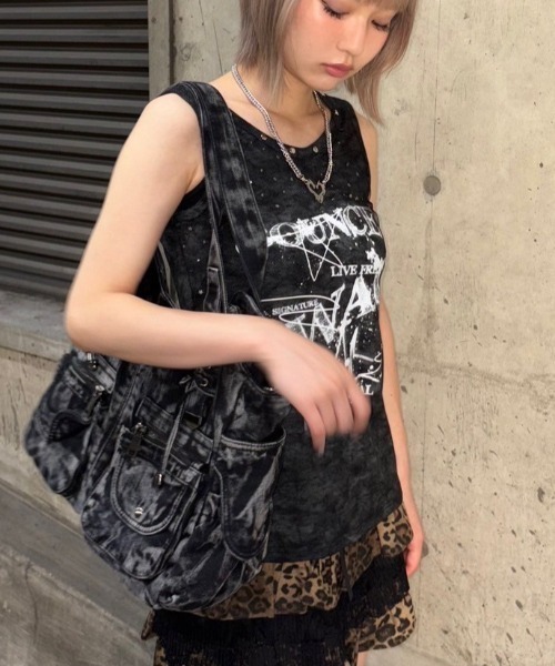 タンクトップ ノースリーブ 「XU」tie-dye paint  studs sleeveless レディース XU】tie-dye paint studs sleeveless（タンクトップ）｜XU