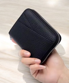 イアパピヨネ レザーリング付き ラウンドミディアム 折り財布 ブラック ear PAPILLONNER 財布 レザーリング付きラウンド折り財布