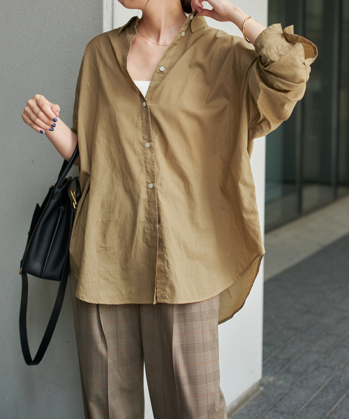 Spick & Span（スピックアンドスパン）の「《追加》ガーメントダイカシュクールシャツ（シャツ/ブラウス・レディース・タン/ライトグリーン/ボルドー/ネイビー・FREE）」の11枚目の写真