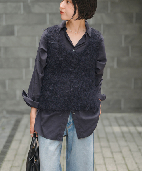 spickandspan ガーメントダイカシュクールシャツ Spick＆Span ブラウス シャツ 「追加」ガーメントダイ