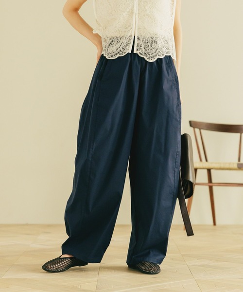 studio CLIP（スタディオクリップ）の「【イージーケア・接触冷感】軽らくラグビーボールパンツ[プチ・プラスサイズあり]（その他パンツ・レディース・カーキ/ネイビー/ベージュ・FREE/PF/ﾌﾘｰ(L)）」の7枚目の写真