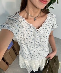 CIAOPANIC | 【neutral】小花柄レースリボントップス(Tシャツ/カットソー)