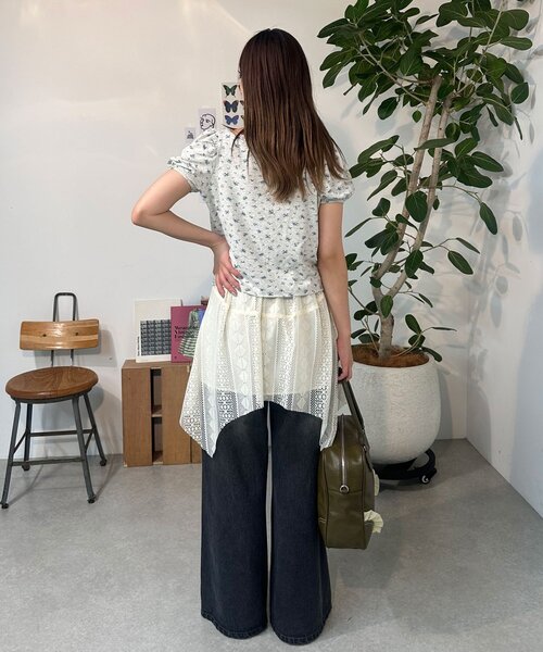 CIAOPANIC(チャオパニック)の「【neutral】小花柄レースリボントップス(Tシャツ/カットソー・レディース・ネイビー/グレー・FREE)」の13枚目の写真