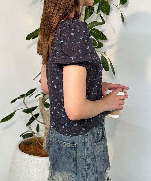 CIAOPANIC(チャオパニック)の「【neutral】小花柄レースリボントップス(Tシャツ/カットソー・レディース・ネイビー/グレー・FREE)」の17枚目の写真