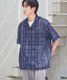 絡み織りチェックシャツ