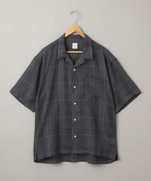 coen(コーエン)の「絡み織りチェックシャツ(シャツ/ブラウス・メンズ・グレー/ネイビー/ベージュ・M/XL/L)」の1枚目の写真