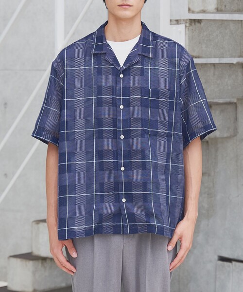 coen(コーエン)の「絡み織りチェックシャツ(シャツ/ブラウス・メンズ・グレー/ネイビー/ベージュ・M/XL/L)」の12枚目の写真