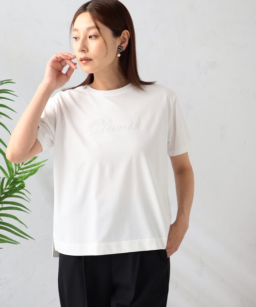 GALLORIA(ギャローリア)の「刺繍ロゴTシャツ(Tシャツ/カットソー・レディース・ブラック/グレイッシュブルー/ホワイト・S/M/L/LL)」の1枚目の写真
