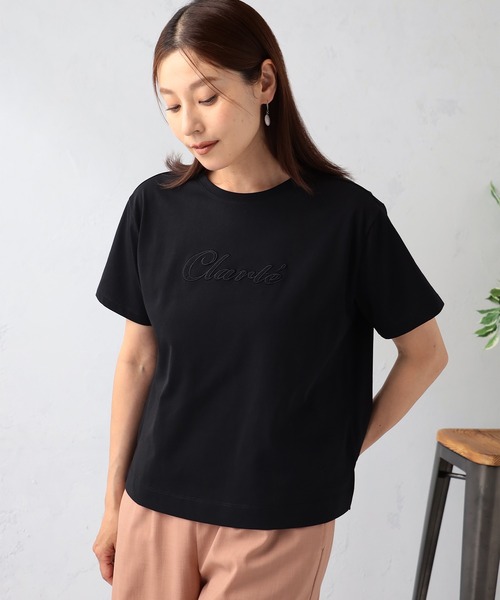 GALLORIA(ギャローリア)の「刺繍ロゴTシャツ(Tシャツ/カットソー・レディース・ブラック/グレイッシュブルー/ホワイト・S/M/L/LL)」の2枚目の写真