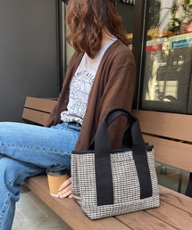 LBC | ツイード仕切り持ち手ミニトートバッグ(ショルダーバッグ)