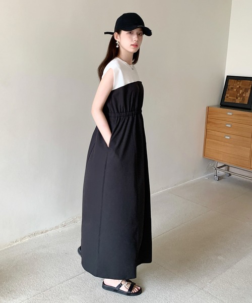by LEGNA(バイレグナ)の「撥水加工ドッキングワンピース(ワンピース・レディース・ホワイト×ブラック/ブラック/ベージュ・M-Short/L-Short/M-Regular/L-Regular)」の6枚目の写真