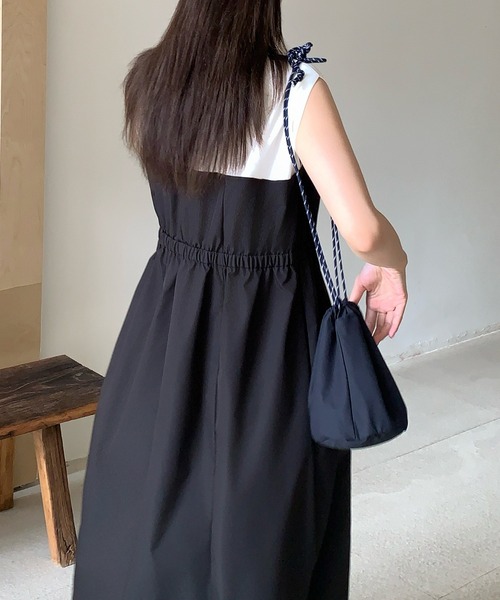 by LEGNA(バイレグナ)の「撥水加工ドッキングワンピース(ワンピース・レディース・ホワイト×ブラック/ブラック/ベージュ・M-Short/L-Short/M-Regular/L-Regular)」の7枚目の写真