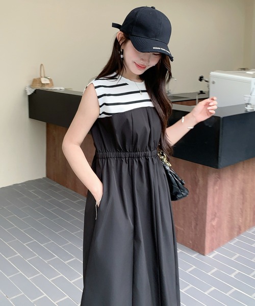 by LEGNA(バイレグナ)の「撥水加工ドッキングワンピース(ワンピース・レディース・ホワイト×ブラック/ブラック/ベージュ・M-Short/L-Short/M-Regular/L-Regular)」の13枚目の写真